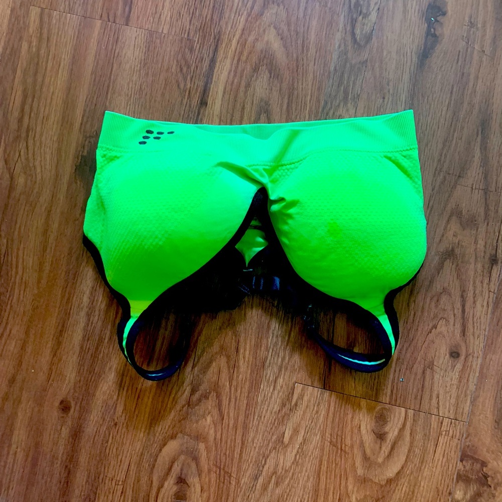 S/M neon green/yellow padded sports bra